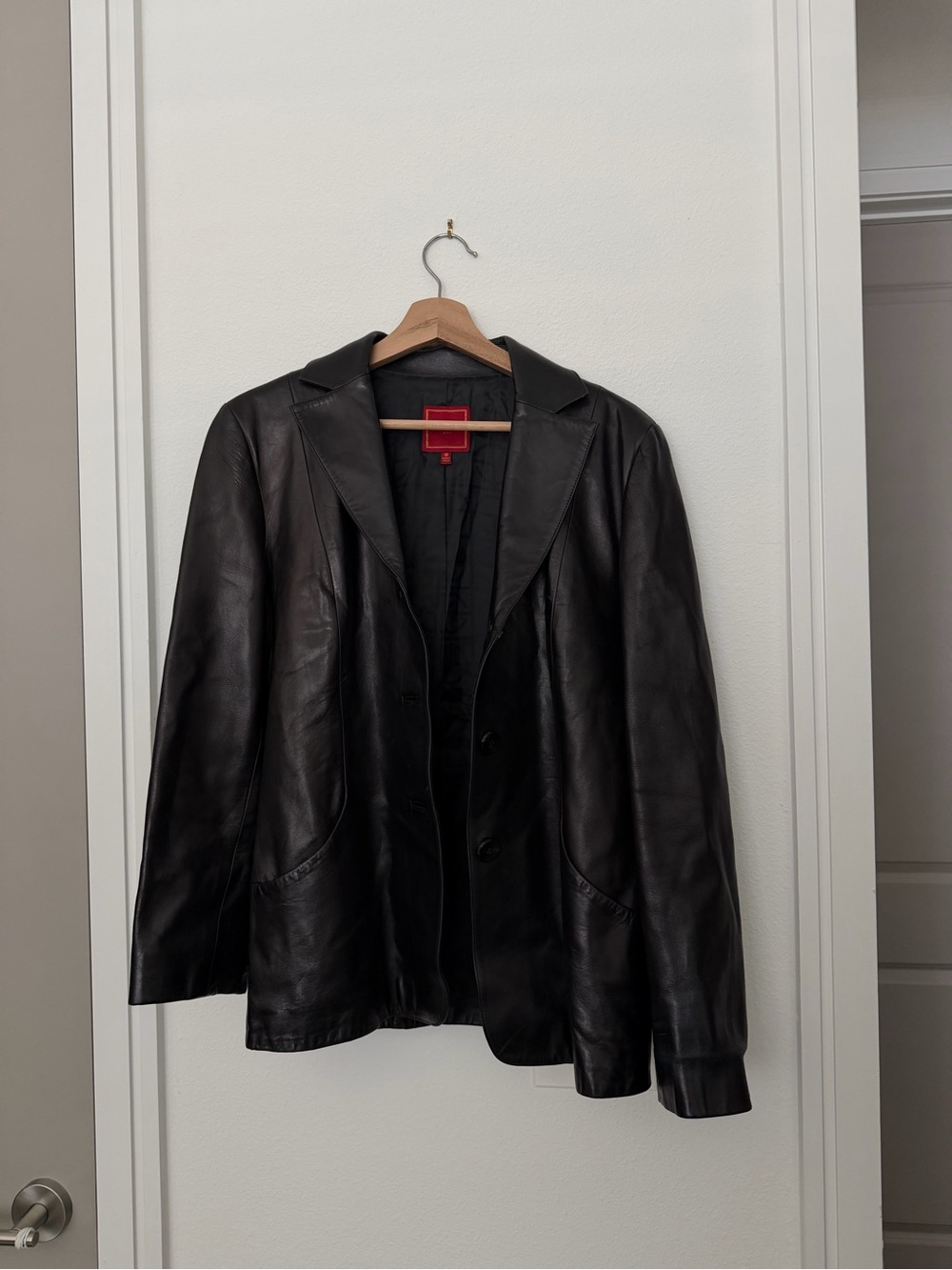 COLE HAAN • lambskin leather jacket